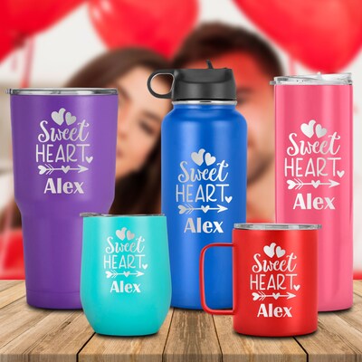 Valentines day Gift "Sweet Heart" customized Name Tumbler, Gift for Him, Her, Boyfriend, Girlfriend , Husband, Wife, BFF - image1